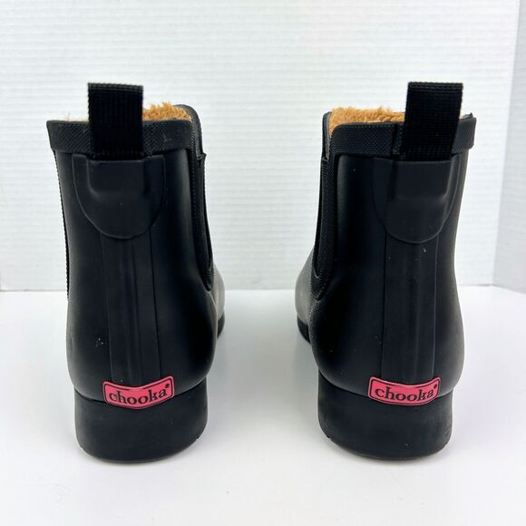 Chooka Delridge Chelsea Waterproof Rain Boots Fur Lined Ankle Bootie Black sz 7 - Picture 5 of 13